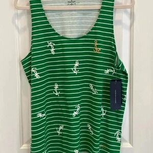 TOMMY HILFIGER GREEN STRIPED ANCHOR TANK  CRUISE READY Size XL